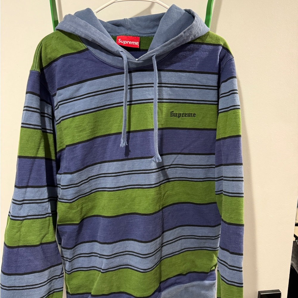 Supreme Men's striped hooded crewneck
